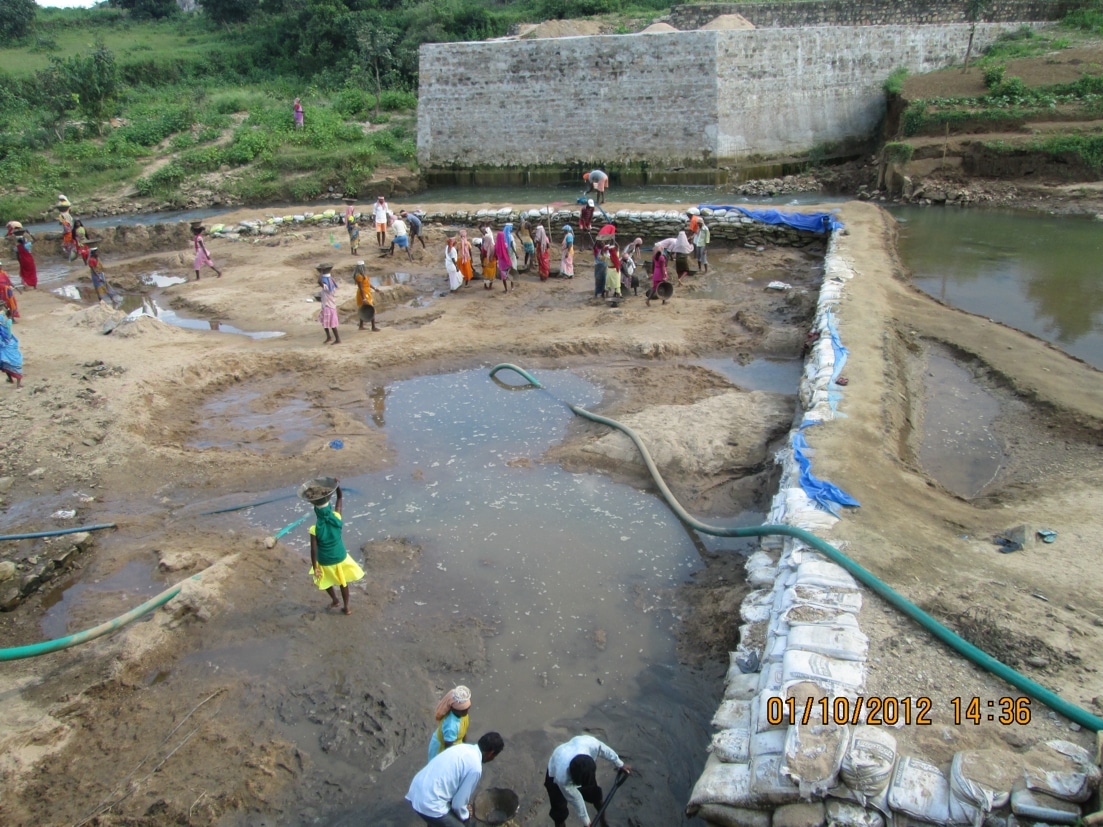 Check-dam reservoir construction progress in October 2012